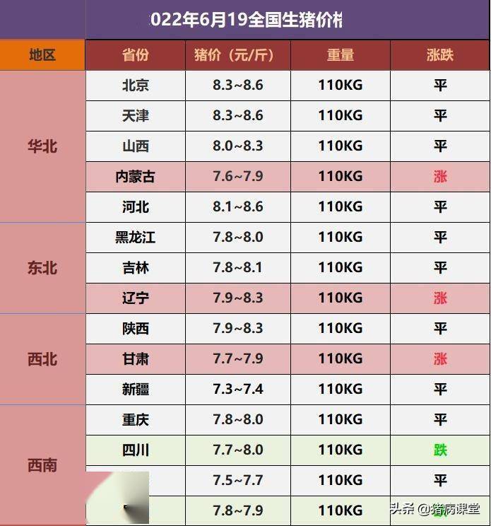 今日生猪价格最新行情｜6月19日全国生猪价格汇总及走势分析