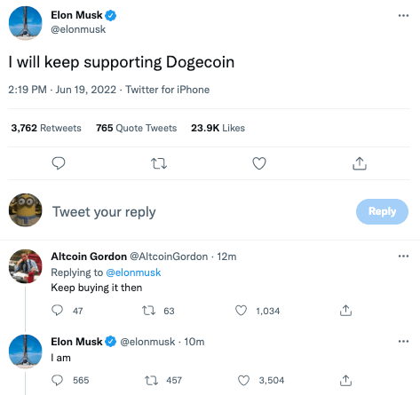 马斯克称将继续支持狗狗币<strong></p>
<p>狗狗币价格</strong>，“正在买入”