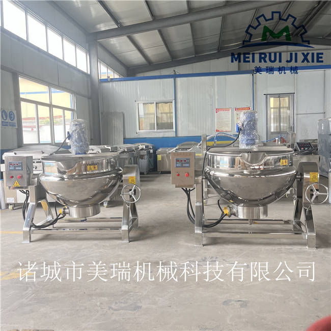 天然气加热夹层锅报价 商用多功能燃气夹层锅 炒肉馅用全自动炒料机