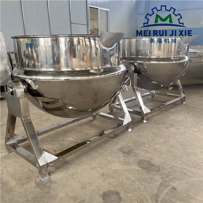 全自动燃气加热夹层锅 燃气加热搅拌夹层锅 大型商用燃气炒料机美瑞