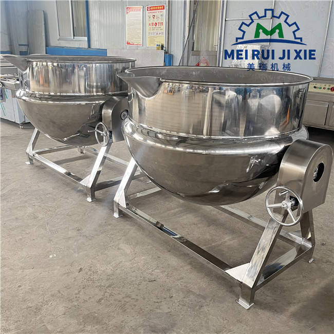 全自动燃气加热夹层锅 燃气加热搅拌夹层锅 大型商用燃气炒料机美瑞