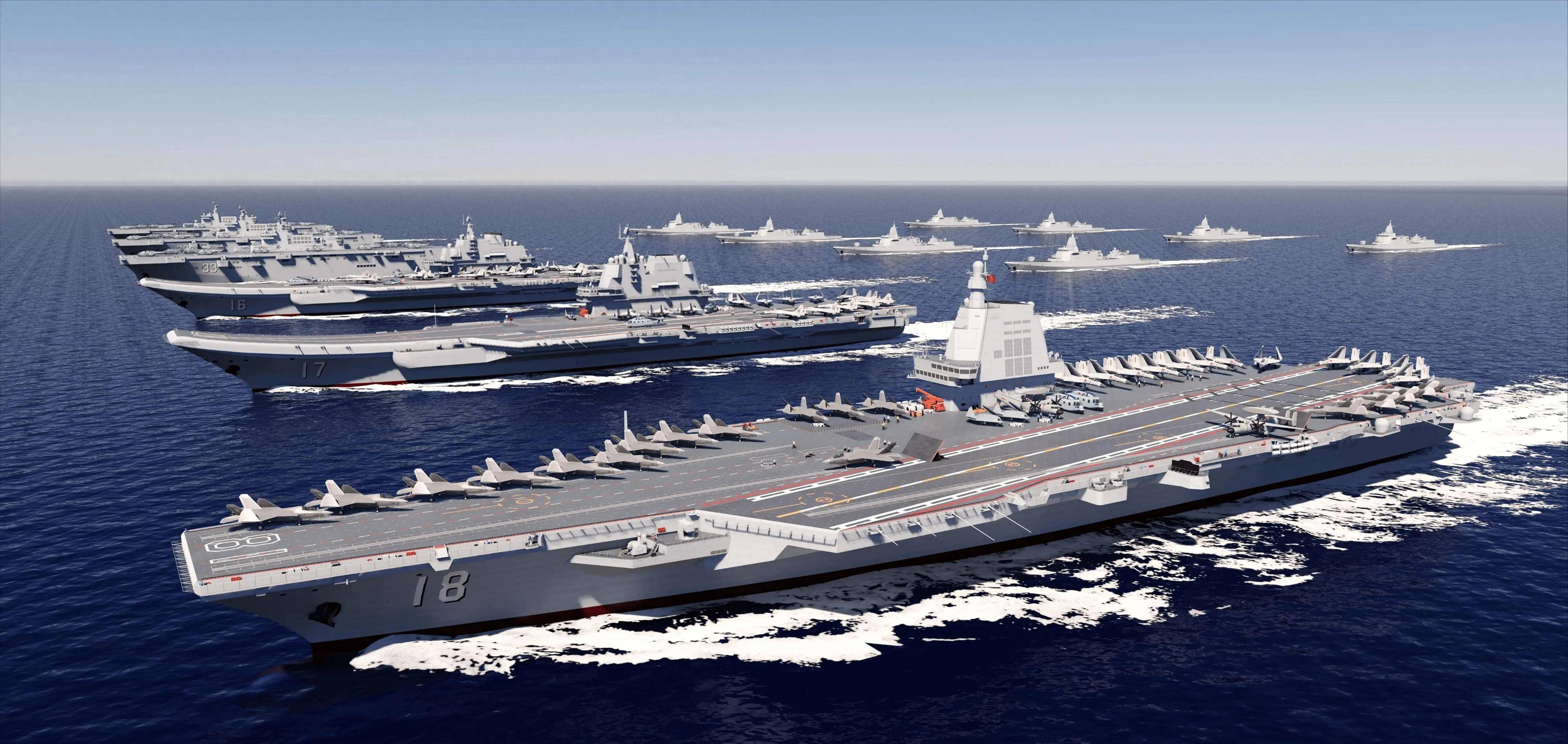 不只福建舰！中国一天17万吨主力舰同时服役，都快赶上半支法国海军了！