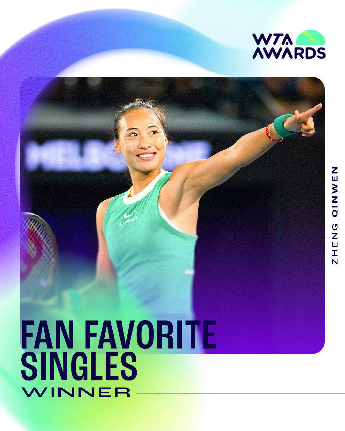 蝉联人气女王<strong></p>
<p>股票人</strong>！郑钦文再次当选WTA最受欢迎单打球员